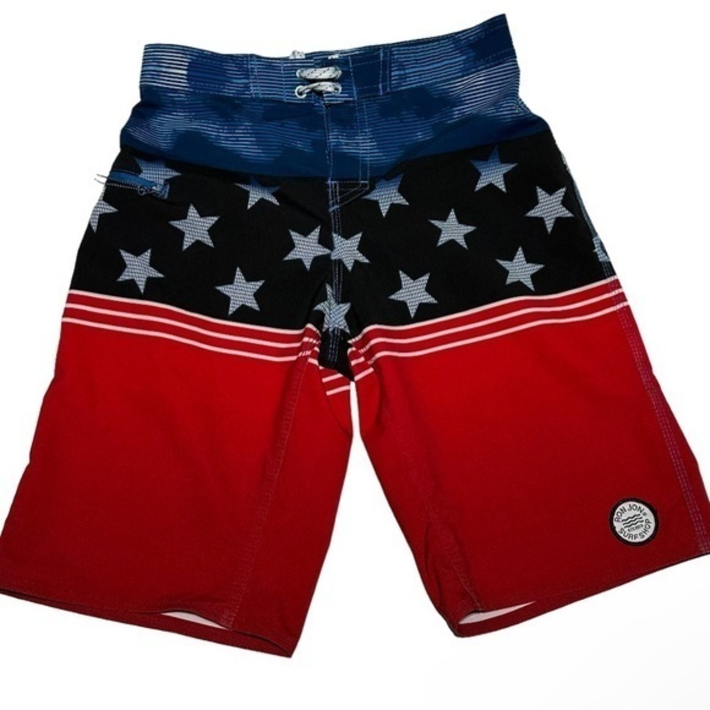 Ron Jon Surf Shop Men's Swim Trunks Stars And Stripes Size 24‎